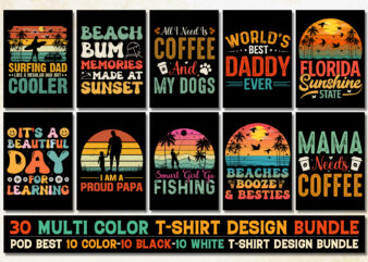 Vintage Sunset T-Shirt Design Bundle