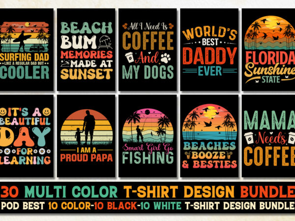 Vintage sunset t-shirt design bundle