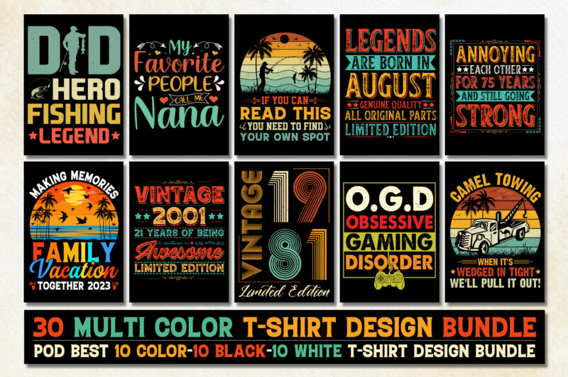 Vintage T-Shirt Design Bundle,