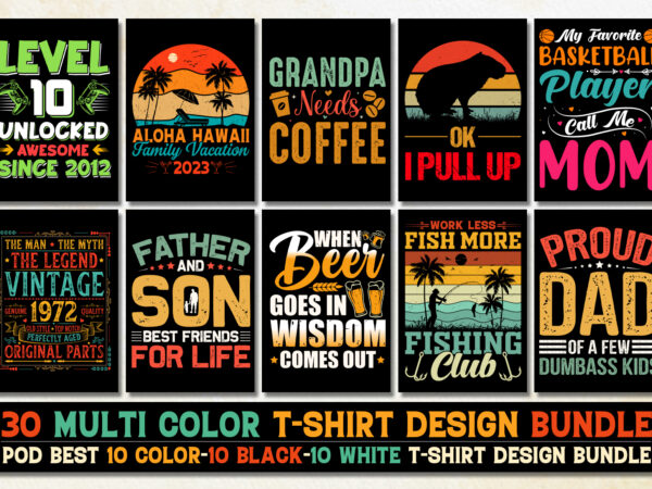 Vintage typography t-shirt design bundle