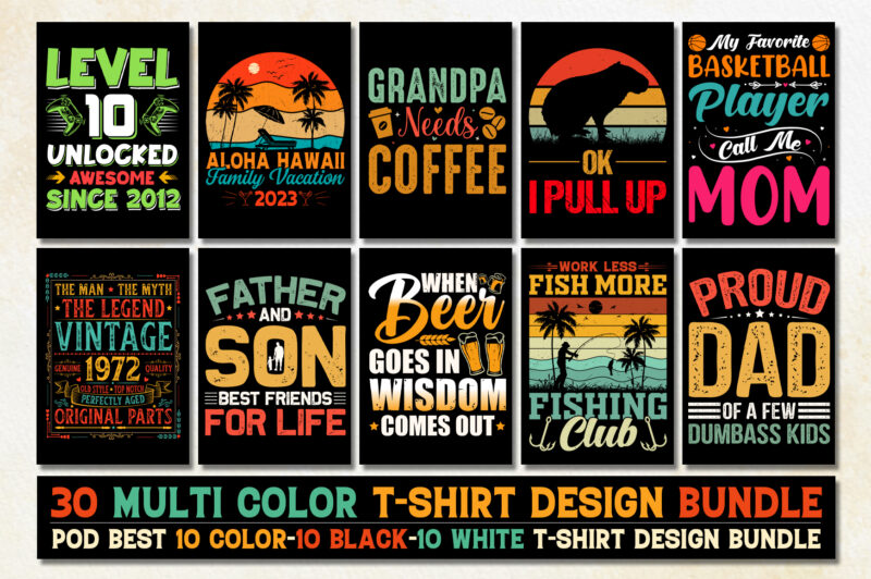 Vintage Typography T-Shirt Design Bundle