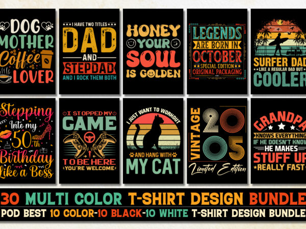 Vintage typography t-shirt design bundle