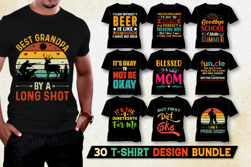 Vintage Typography T-Shirt Design Bundle