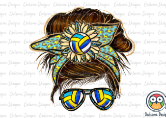 Volleyball Messy Bun Sublimation t shirt vector art