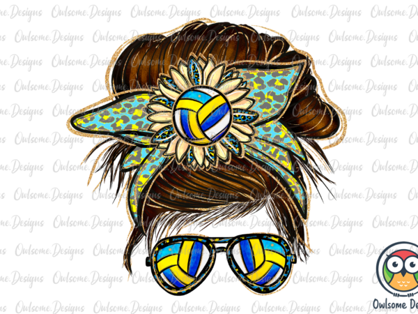 Volleyball messy bun sublimation t shirt vector art
