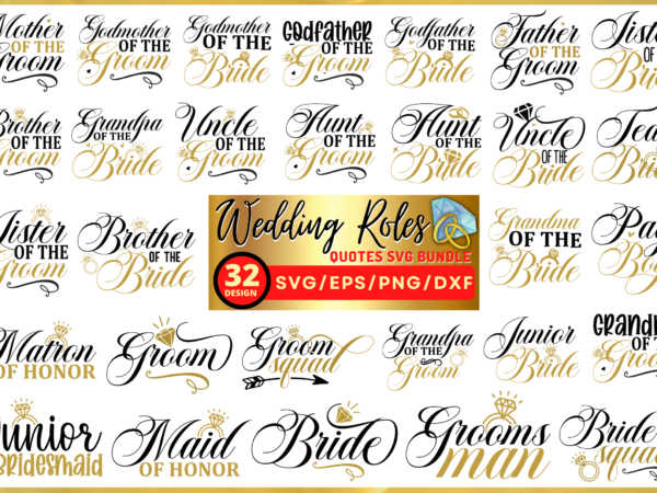 Wedding roles svg bundle t shirt design for sale