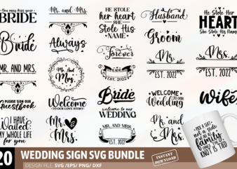 Wedding Sign SVG Bundle t shirt design for sale