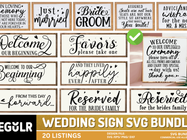 Wedding sign svg bundle t shirt design for sale Wedding sign svg bundle t shirt design for sale