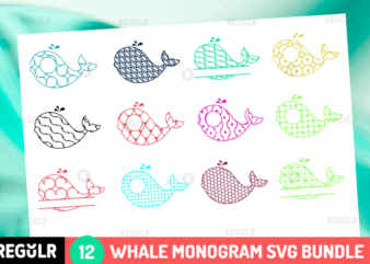 Whale monogram svg bundle