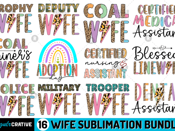 Wife sublimation bundle t shirt design for sale