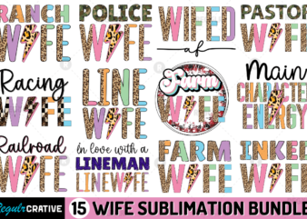 Wife Sublimation Bundle t shirt design for sale