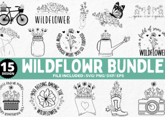 Wildflower SVG Bundle t shirt design for sale