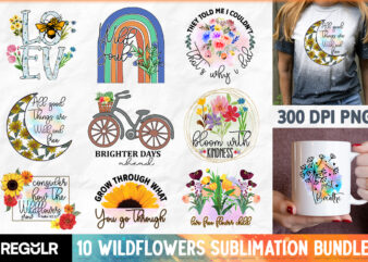 Wildflowers Sublimation Bundle t shirt design for sale