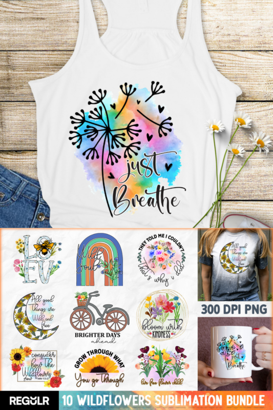 t-shirt vector Wildflowers Sublimation Bundle