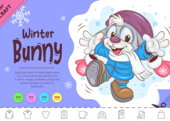 Winter Cartoon Bunny. Clipart