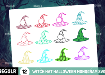 Witch Hat Halloween Monogram SVG Bundle