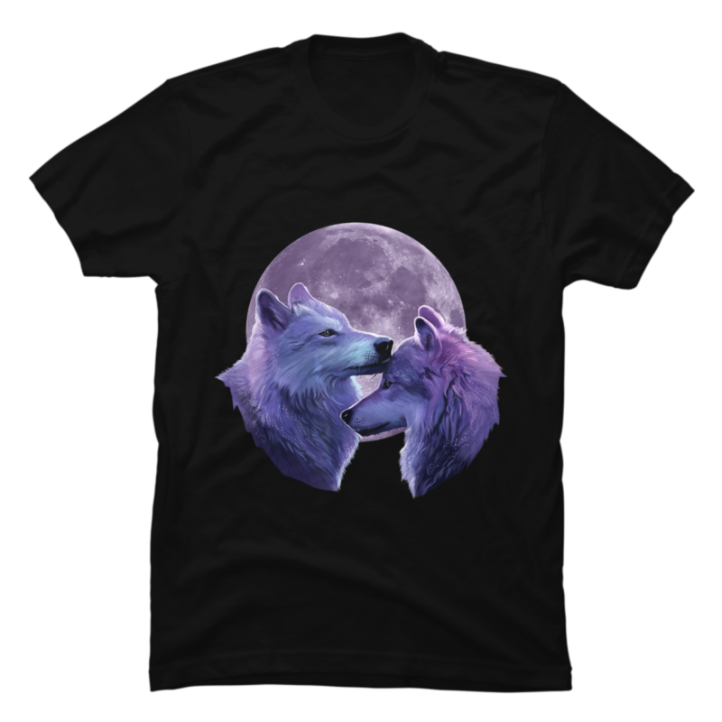 Wolf T-Shirt Full Moon Violet Wolves - Buy t-shirt designs