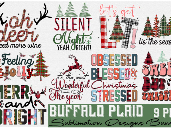 Buffalo plaid christmas bundle t shirt template