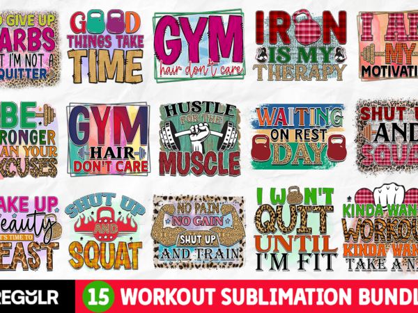 Workout sublimation bundle t shirt design for sale