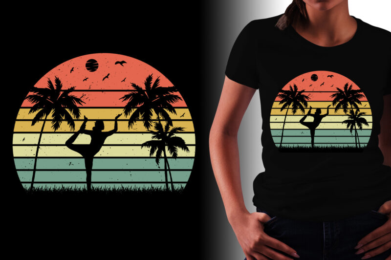 Sunset Retro Vintage T-Shirt Design Graphic Vector Background Bundle