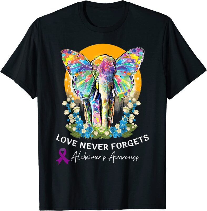 alzheimer elephant love never alzheimers awareness t shirt men