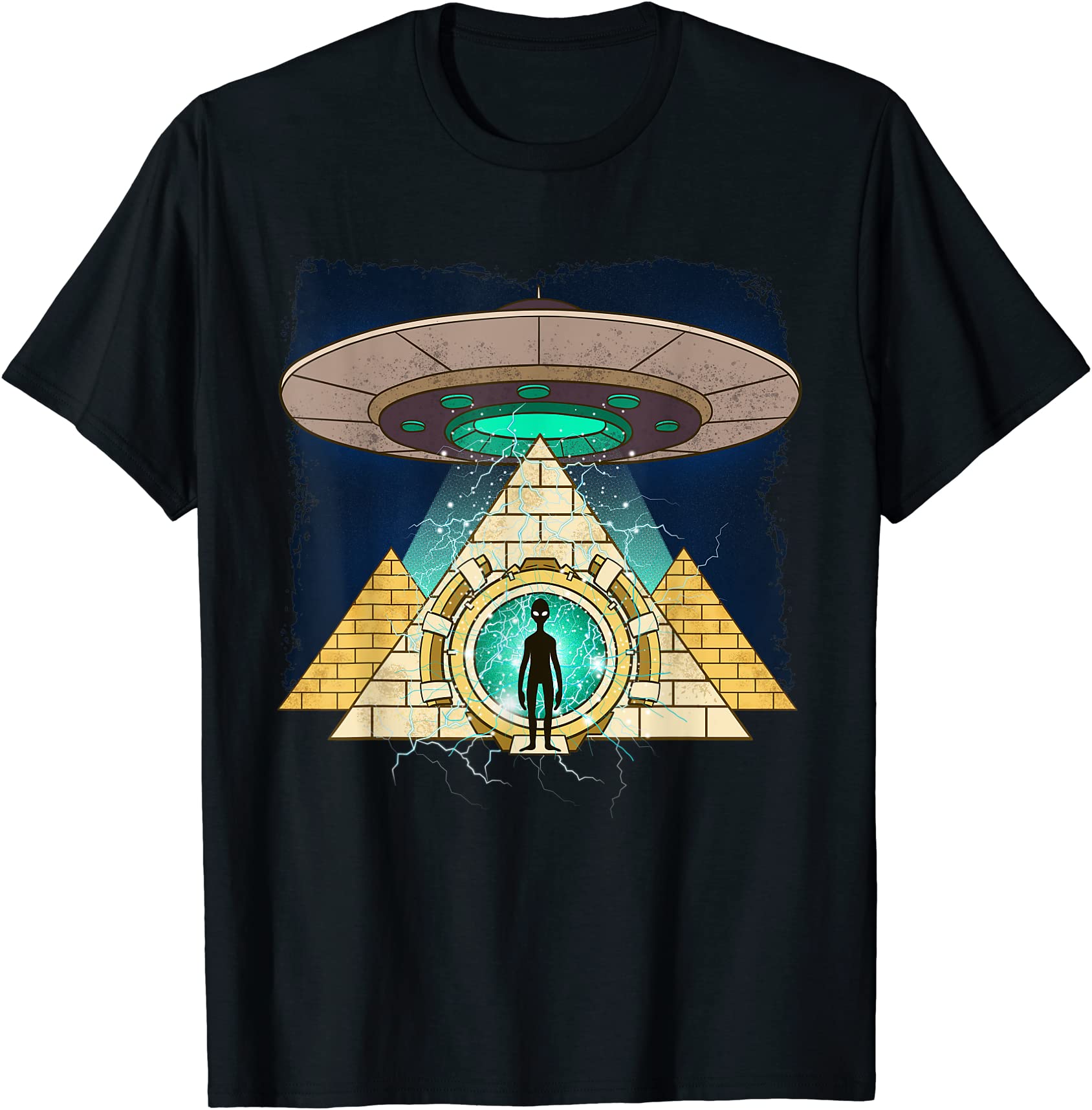 ancient astronaut egyptian pyramid alien conspiracy theory t shirt men ...