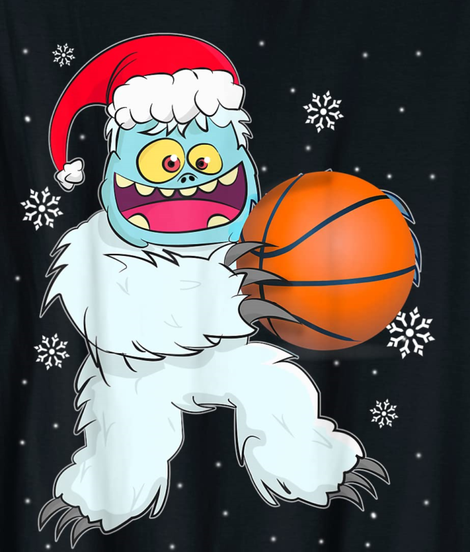 basketball player yeti abominable snowman christmas pajama t shirt men