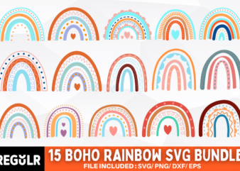 Boho Rainbow SVG Bundle t shirt template
