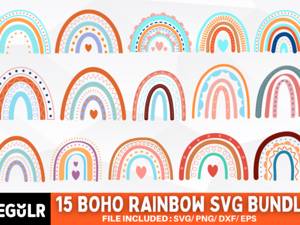 Boho rainbow svg bundle t shirt template