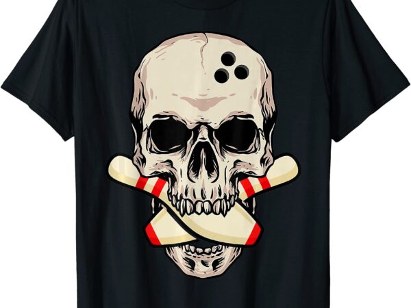 Bowling pins retro vintage skull skeleton head bowling ball t shirt men