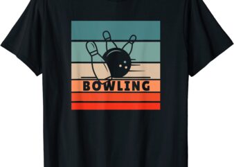 bowling retro style vintage t shirt men