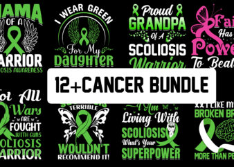 breast, brain, Scoliosis Awareness cancer t shirt design Bundle