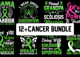 Breast, brain, scoliosis awareness cancer t shirt design bundle