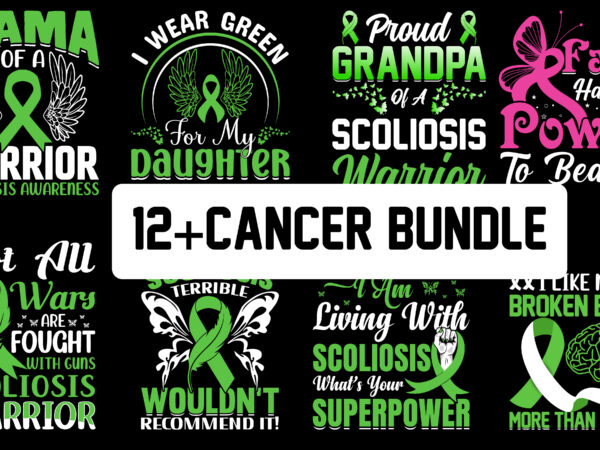 Breast, brain, scoliosis awareness cancer t shirt design bundle