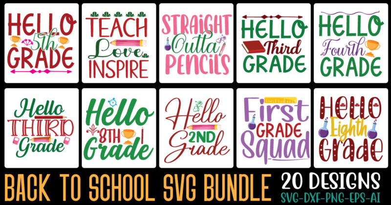 Back to School SVG Bundle SVG Cut File