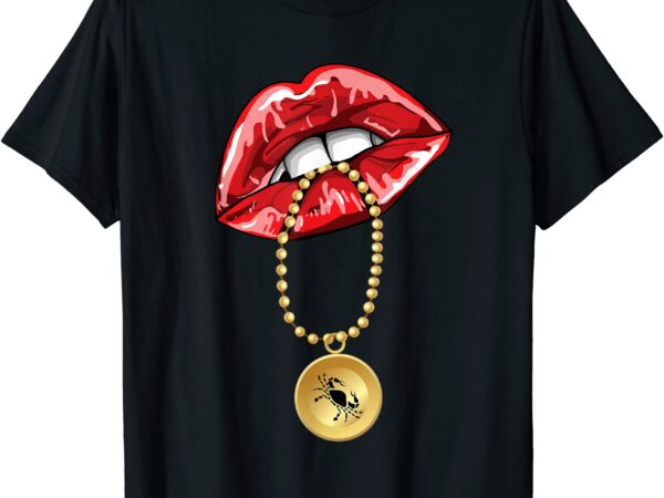 Cancer girl juicy lips necklace astrology zodiac sign t shirt men