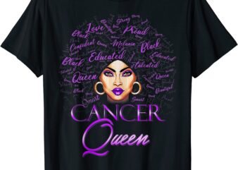 cancer girl womens purple afro queen black zodiac birthday t shirt men