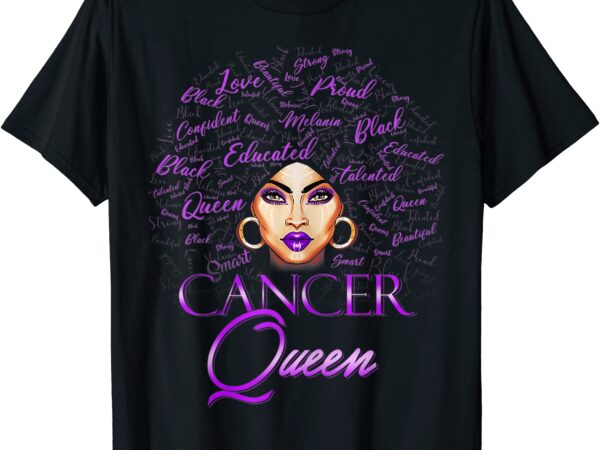 Cancer girl womens purple afro queen black zodiac birthday t shirt men
