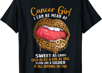 cancer girl zodiac sign sweet as candy leopard lip t shirt men