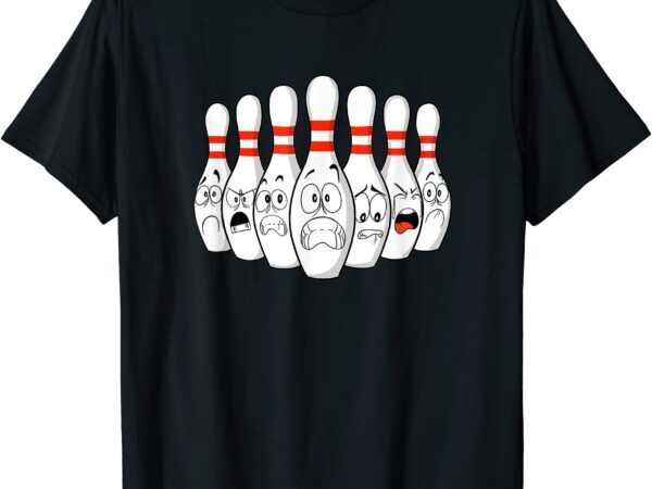 Cartoon bowling funny scared bowling pins t shirt men