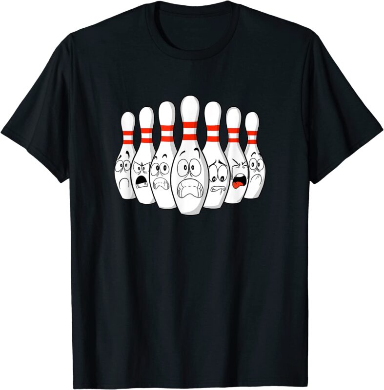 cartoon bowling funny scared bowling pins t shirt men