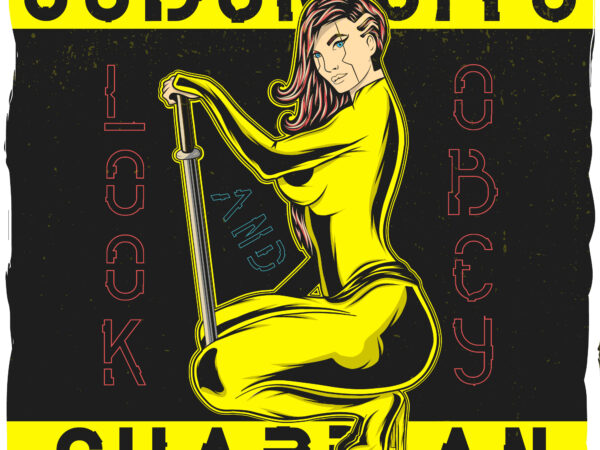 A cyberpunk sexy girl with a sword, wearing a costume t shirt vector