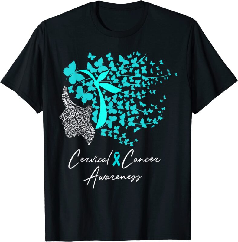 cervical cancer awareness shirt teal butterflies tshirt men - Buy t