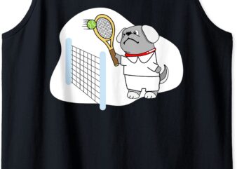 children39s tennis pug dog i funny animals sport tank top men t shirt vector file