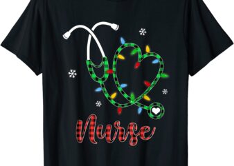 christmas nurse buffalo plaid nursing staff matching women t shirt men