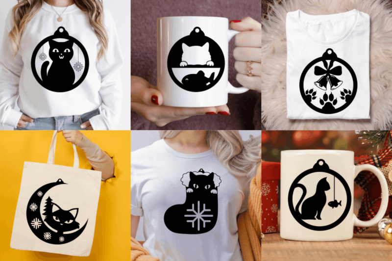 Christmas Cat Ornaments SVG Bundle