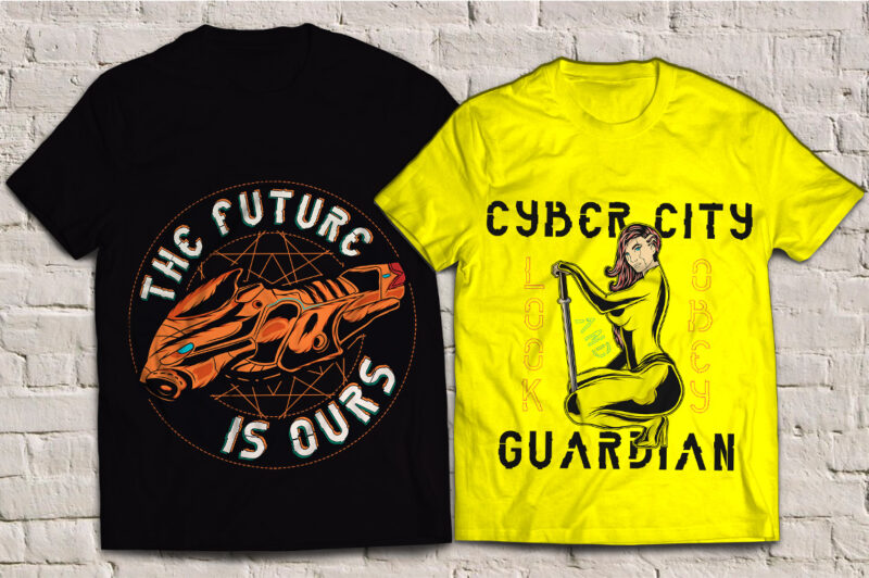 Hologram font + 4 t-shirt designs