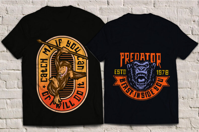 Monkey business font and 4 t-shirt designs