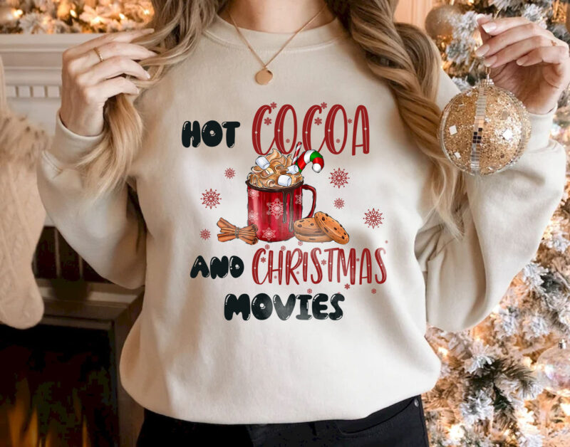 Hot Cocoa And Christmas Movies Png, Cute Winter Png, Christmas Png, Christmas Party Png, Christmas Png File, Gnome Coffee Design