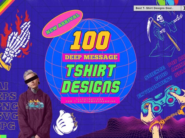 100 deep message t-shirt designs bundle